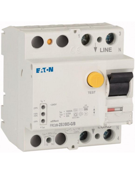 Interrup. diff. électronique FRCDM 25 A 2P 30mA 10kA G/B-type 000300638 EATON FRCdM-25/2/003-G/B