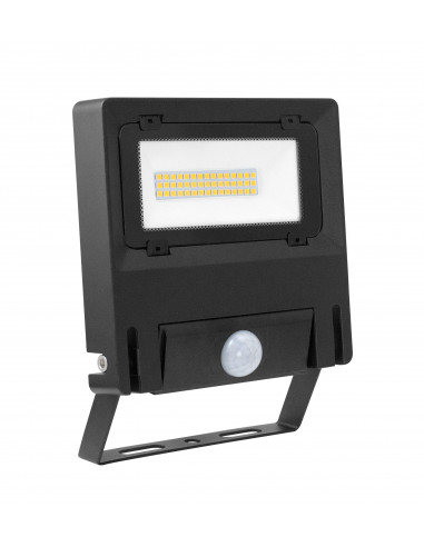 MICHELLE Projecteur Extérieur IP65 IK08 noir 110° LED intégrée 30 Watts 4000K avec détecteur PIR ARIC 51268