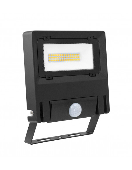 MICHELLE Projecteur Extérieur IP65 IK08 noir 110° LED intégrée 30 Watts 4000K avec détecteur PIR ARIC 51268