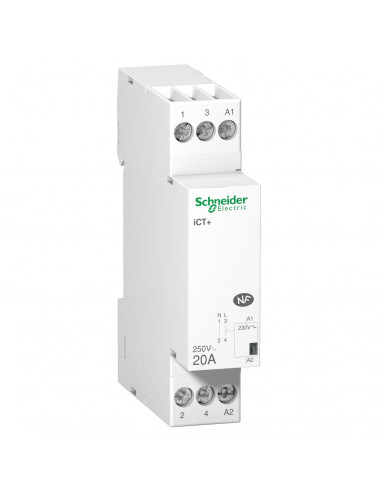 Acti9 iCT+ contacteur silencieux 1P 20A 230VCA livré avec 1 intercalaire SCHNEIDER A9C15030