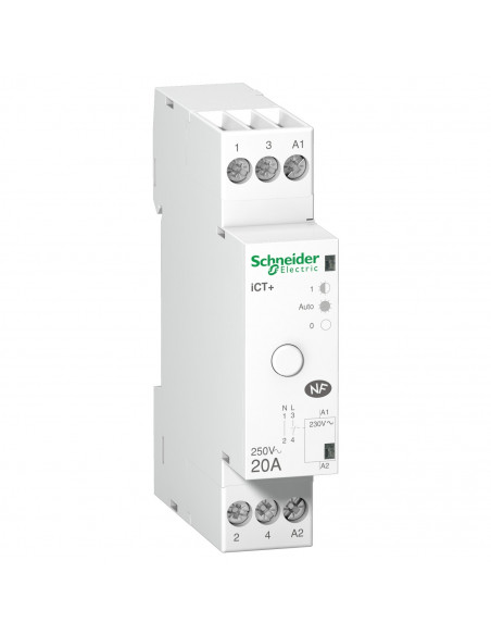 Acti9 iCT+ HC contacteur silencieux à commande manuelle 1P 20A 230VCA SCHNEIDER A9C15031