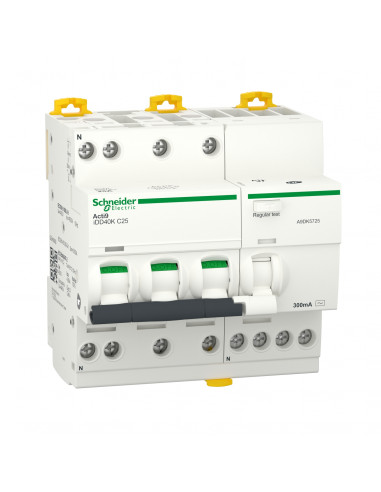 Acti9 iDD40K disjoncteur différentiel 3P+N C 25A 4500A/4,5A 300mA type AC SCHNEIDER A9DK5725
