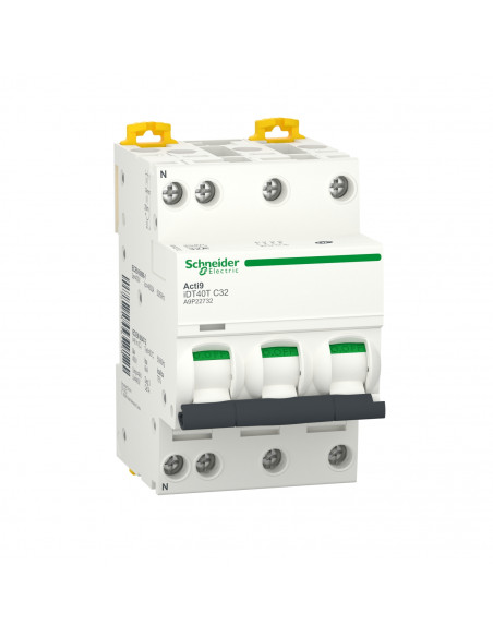 Acti9 iDT40T disjoncteur modulaire 3P+N 32A courbe C 4500A/6kA SCHNEIDER A9P22732