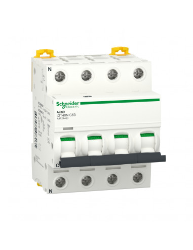 Acti9 iDT40N disjoncteur modulaire 4 Pôles 63A courbe C 6000A/10kA SCHNEIDER A9P24463