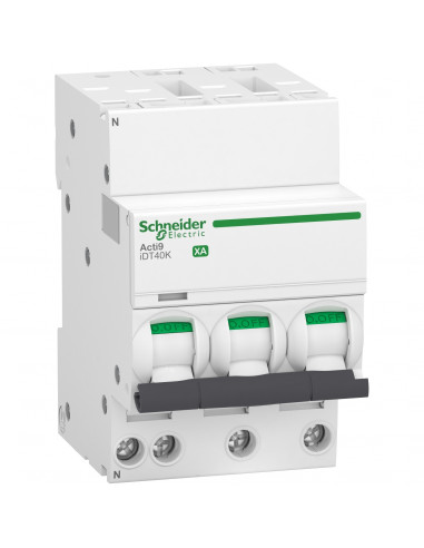 Acti9 iDT40K XA disjoncteur modulaire auto/vis 3P+N 16A courbe C 4,5kA SCHNEIDER A9PK1716