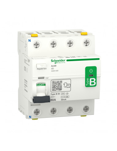 Acti9 iID interrupteur différentiel 4P 80A 30mA type B SI 400V SCHNEIDER A9Z61480