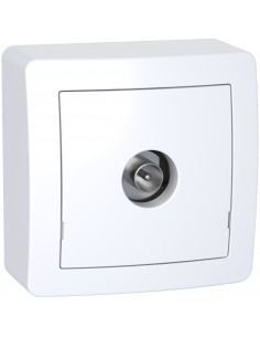 Alréa Prise TV simple mâle blindée 1 sortie avec cadre saillie blanc polaire SCHNEIDER ALB62311P