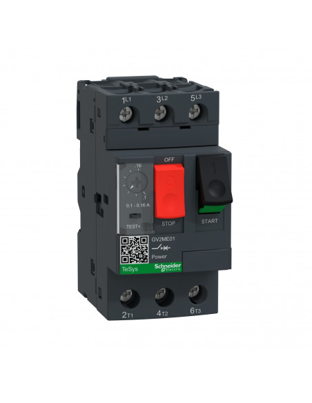 TeSys GV2ME disj. moteur 0,1..0,16A 3P 3d déclencheur magnéto-thermique SCHNEIDER GV2ME01