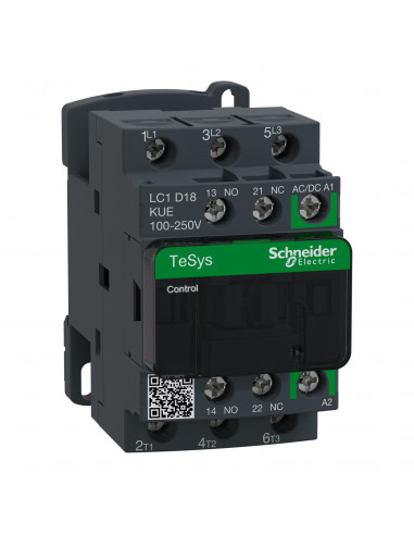 TeSys D contacteur 3P(3 NO) AC3 440V 18A 100 à 250Vca-cc SCHNEIDER LC1D18KUE