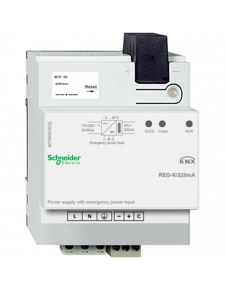 KNX alimentation 320mA avec entrée d'limentation auxiliaire SCHNEIDER MTN683832
