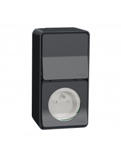 Mureva Styl Prise courant 2P+T+va et vient verti. saillie IP55 IK08 gris SCHNEIDER MUR36025