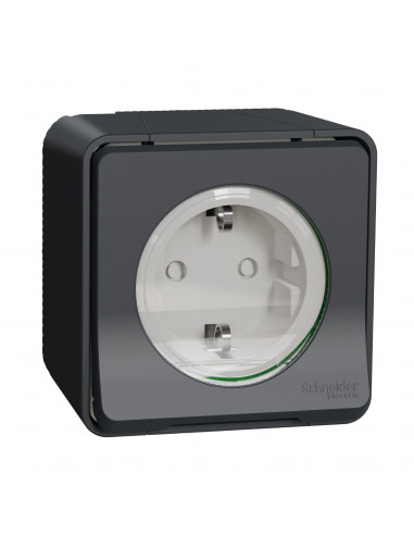 Mureva Styl Prise de courant 2P+T schuko saillie IP55 IK08 gris SCHNEIDER MUR36034