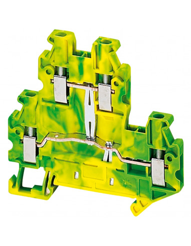 Borne à vis 2 niveaux conducteur de protection 4 pts 2,5mm² vert/jaune SCHNEIDER NSYTRV24DPE
