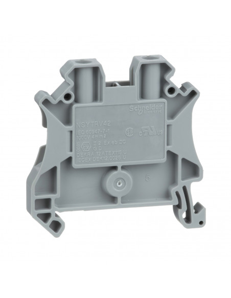 Borne à vis passant 2 points 4mm² gris SCHNEIDER NSYTRV42