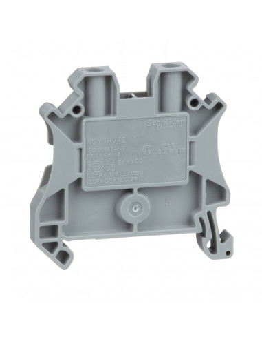 Borne à vis passant 2 points 4mm² gris SCHNEIDER NSYTRV42