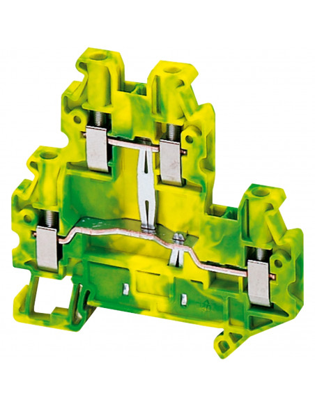 Borne à vis 2 niveaux conducteur de protection 4 points 4mm² vert/jaune SCHNEIDER NSYTRV44DPE
