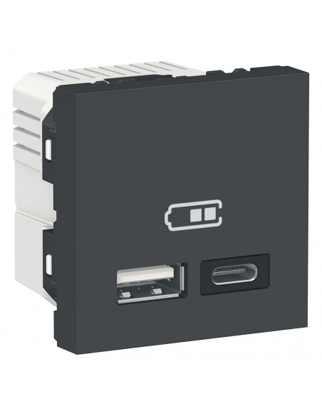 Unica chargeur USB double 5Vcc 2,4A type A+C 2 modul anthr méca seul SCHNEIDER NU301854