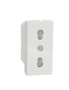 Unica prise standard italien 16A 2P+T 1 mod Blanc méca seul SCHNEIDER NU302318 2