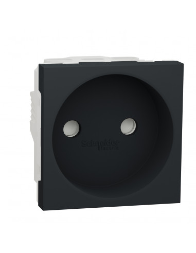 Unica prise 2P bornier à vis 2 mod Anthracite méca seul SCHNEIDER NU303354