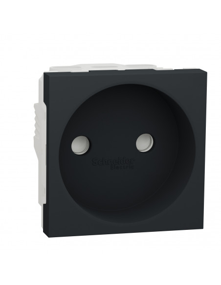 Unica prise 2P bornier à vis 2 mod Anthracite méca seul SCHNEIDER NU303354