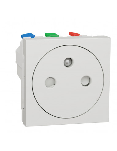 Unica prise 2P+T FR 90° goul affleur connex rap Blanc méca seul SCHNEIDER NU305218T