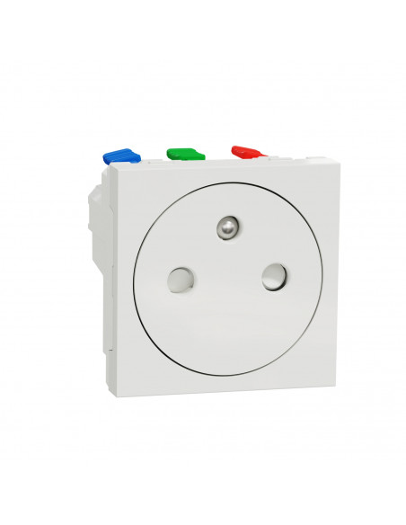 Unica prise 2P+T FR 90° affleur raccord rapid Blanc anti méca seul SCHNEIDER NU305220