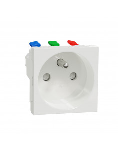 Unica prise 2P+T FR 90° raccord rapide traversant Blanc méca seul SCHNEIDER NU305918