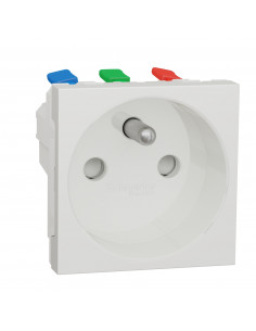 Unica prise 2P+T FR 90° goulotte connex rapid Blanc anti méca seul SCHNEIDER NU305920T