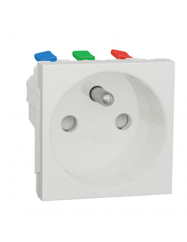 Unica prise 2P+T FR 90° goulotte connex rapid Blanc anti méca seul SCHNEIDER NU305920T