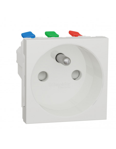 Unica prise 2P+T FR 90° goulotte connex rapid Blanc anti méca seul SCHNEIDER NU305920T