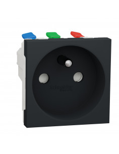 Unica prise 2P+T FR 90° raccord rapide travers Anthracite méca seul SCHNEIDER NU305954