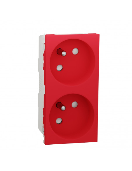 Unica prise double 2P+T FR 45° goul connex rapide Rouge méca seul SCHNEIDER NU306903T