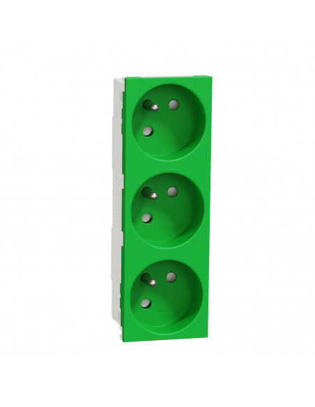 Unica prise triple 2P+T FR 45° Vert méca seul SCHNEIDER NU307906