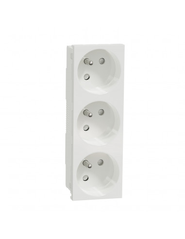 Unica prise triple 2P+T FR 45° Blanc méca seul SCHNEIDER NU307918