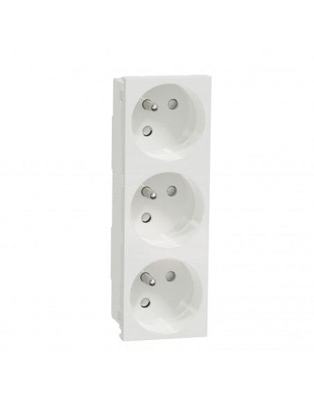 Unica prise triple 2P+T FR 45° Blanc méca seul SCHNEIDER NU307918