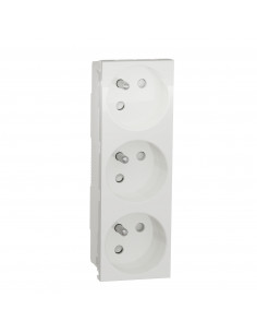 Unica prise triple 2P+T FR spéciale goulotte Blanc méca seul SCHNEIDER NU307918T