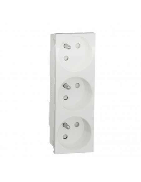 Unica prise triple 2P+T FR spéciale goulotte Blanc méca seul SCHNEIDER NU307918T