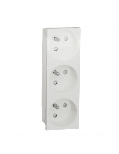 Unica prise triple 2P+T FR spéciale goulotte Blanc méca seul SCHNEIDER NU307918T