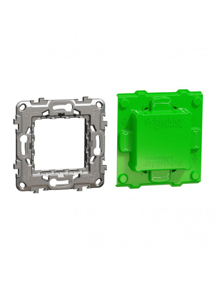 Unica support de fixation 2 modules avec protection de chantier zamac SCHNEIDER NU7002C