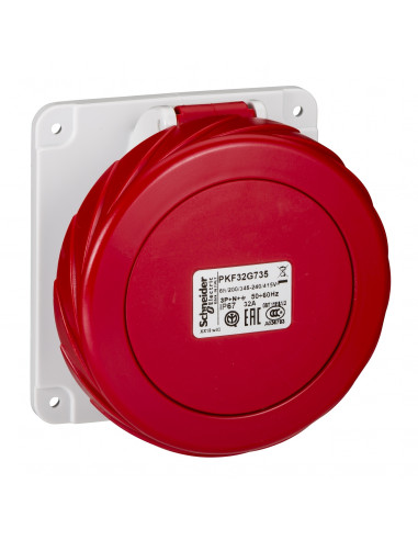 PratiKa socle prise industrielle droite 32A IP67 380 5P vis SCHNEIDER PKF32G735