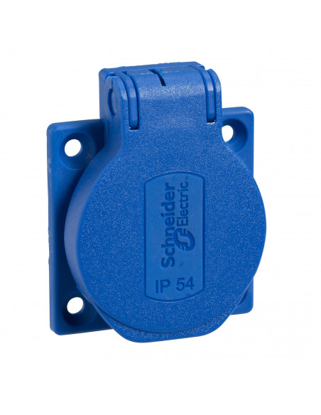 Pratika Socle prise schuko enc 50x50 fix post blue ip54 220v 2pt SCHNEIDER PKS51B