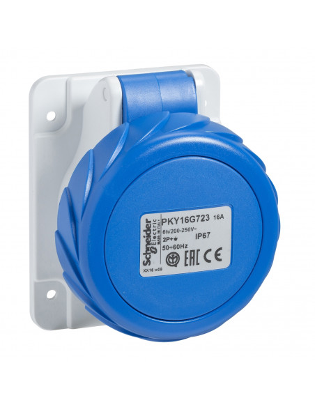 PratiKa socle de prise industrielle droite 16 A 2P+T 200-250 V CA IP67 SCHNEIDER PKY16G723