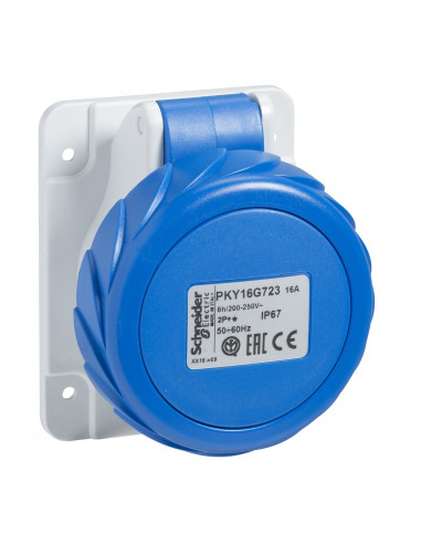 PratiKa socle de prise industrielle droite 16 A 2P+T 200-250 V CA IP67 SCHNEIDER PKY16G723