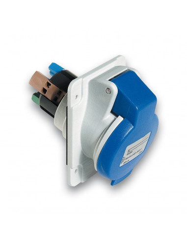 PratiKa socle de prise industrielle coudée 32 A 2P+T 200-250 V CA IP44 SCHNEIDER PKY32F423