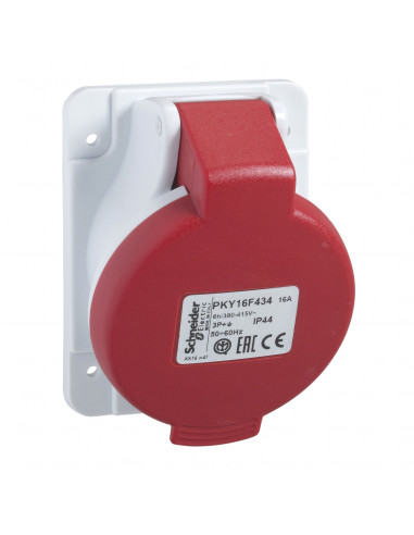 PratiKa socle de prise industrielle coudée 32 A 3P+N+T 380-415 V CA IP44 SCHNEIDER PKY32F435