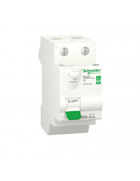 Resi9 XE interrupteur différentiel 2P 63A 30mA Type AC embrochable SCHNEIDER R9ERC263