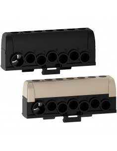 Resi9 lot de 2 borniers phase 1 x gris 1 x noir 6 trous 16² 1 trou 35² SCHNEIDER R9H13411P