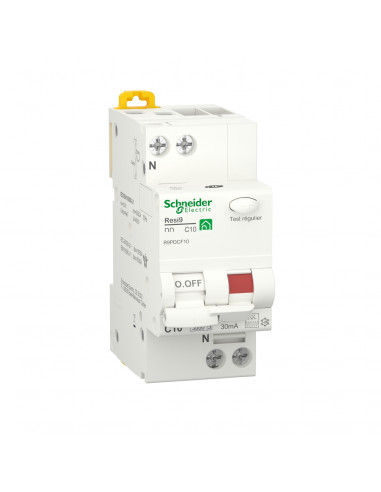 Resi9 XP disjoncteur différentiel 1P+N 10A 30mA courbe C type Fsi SCHNEIDER R9PDCF10