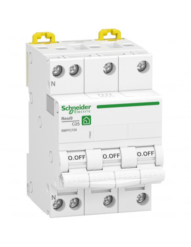 Resi9 XP disjoncteur modulaire 3P+N 25A courbe C peignable SCHNEIDER R9PFC725