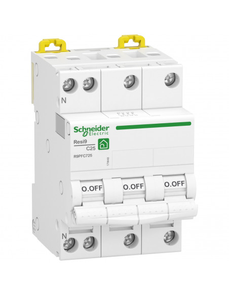 Resi9 XP disjoncteur modulaire 3P+N 25A courbe C peignable SCHNEIDER R9PFC725